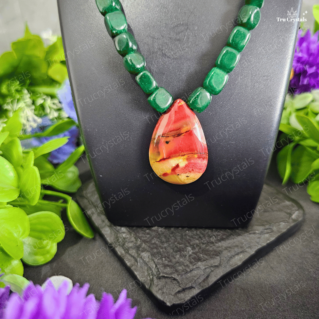 Green Jade & Mookite Jasper Necklace