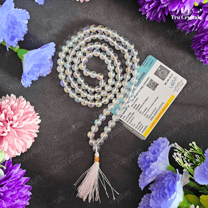 Angel Aura Quartz Mala-(Certified)