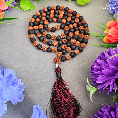 Rudraksha Black Lava Mala For Spiritual Protection