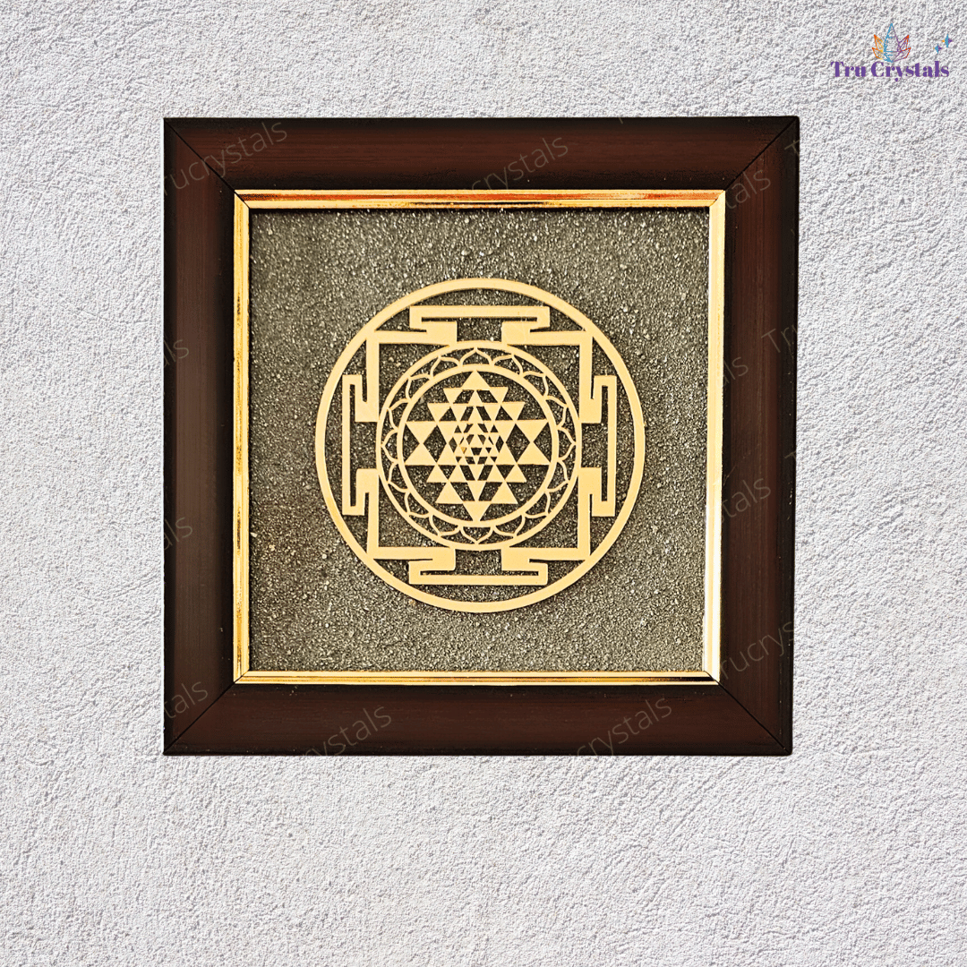 Pyrite Dust Frame with Sri chakra