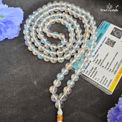 Angel Aura Quartz Mala-(Certified)