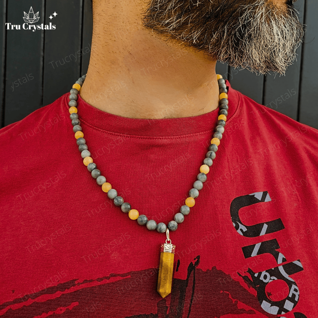 Black Cat’s Eye & Yellow Calcite Necklace – Ignite Spiritual Growth & Inner Wisdom