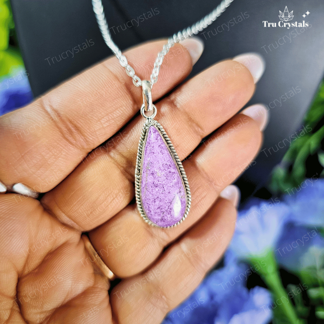 Silver Purpurite Pendant (Teardrop Shape)-Spiritual Empowerment