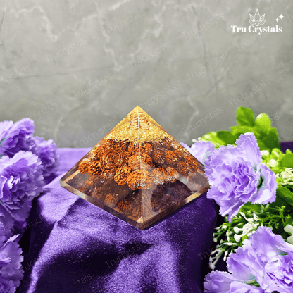 Rudraksha Orgonite Pyramid for Divine Vibrance