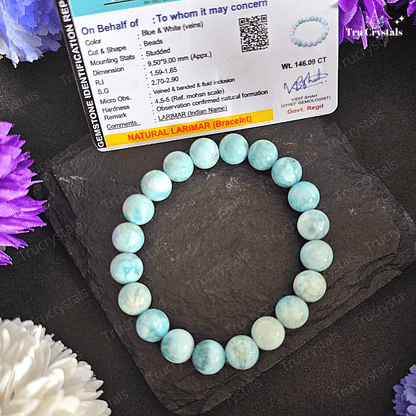 Natural Larimar Bracelet For Deep Healing (certified)