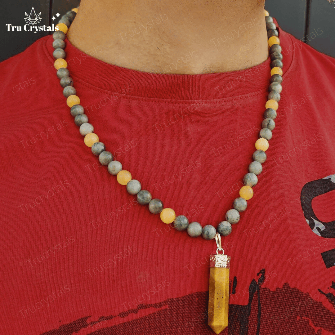 Black Cat’s Eye & Yellow Calcite Necklace – Ignite Spiritual Growth & Inner Wisdom