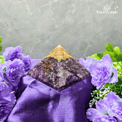 Amethyst Orgonite Pyramid For Energy Healing