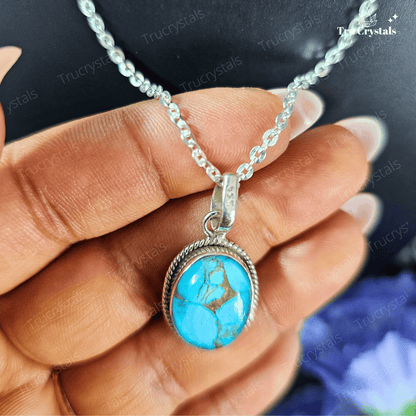 Silver Copper Turquoise Doublet Pendant