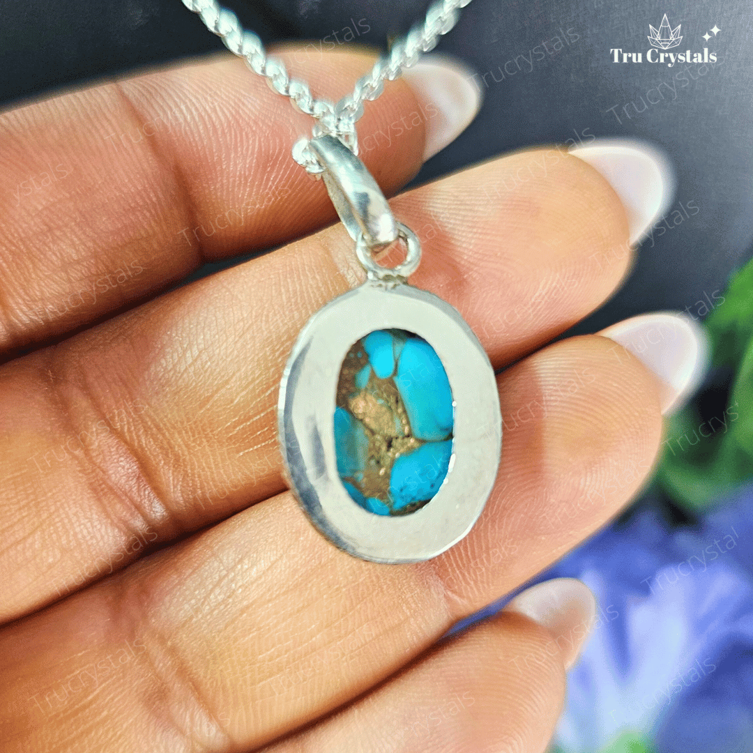 Silver Copper Turquoise Doublet Pendant