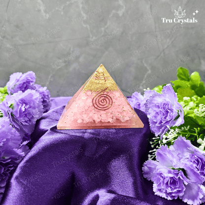 Rose Quartz Orgonite Pyramid For Universal Love