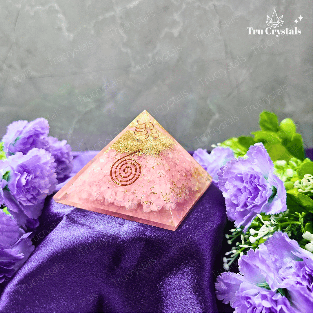 Rose Quartz Orgonite Pyramid For Universal Love