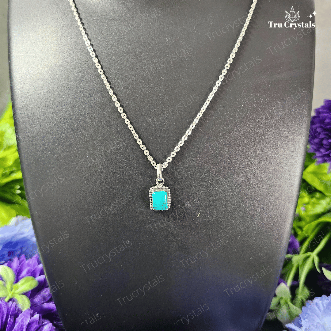 Silver Turquoise Square Pendant