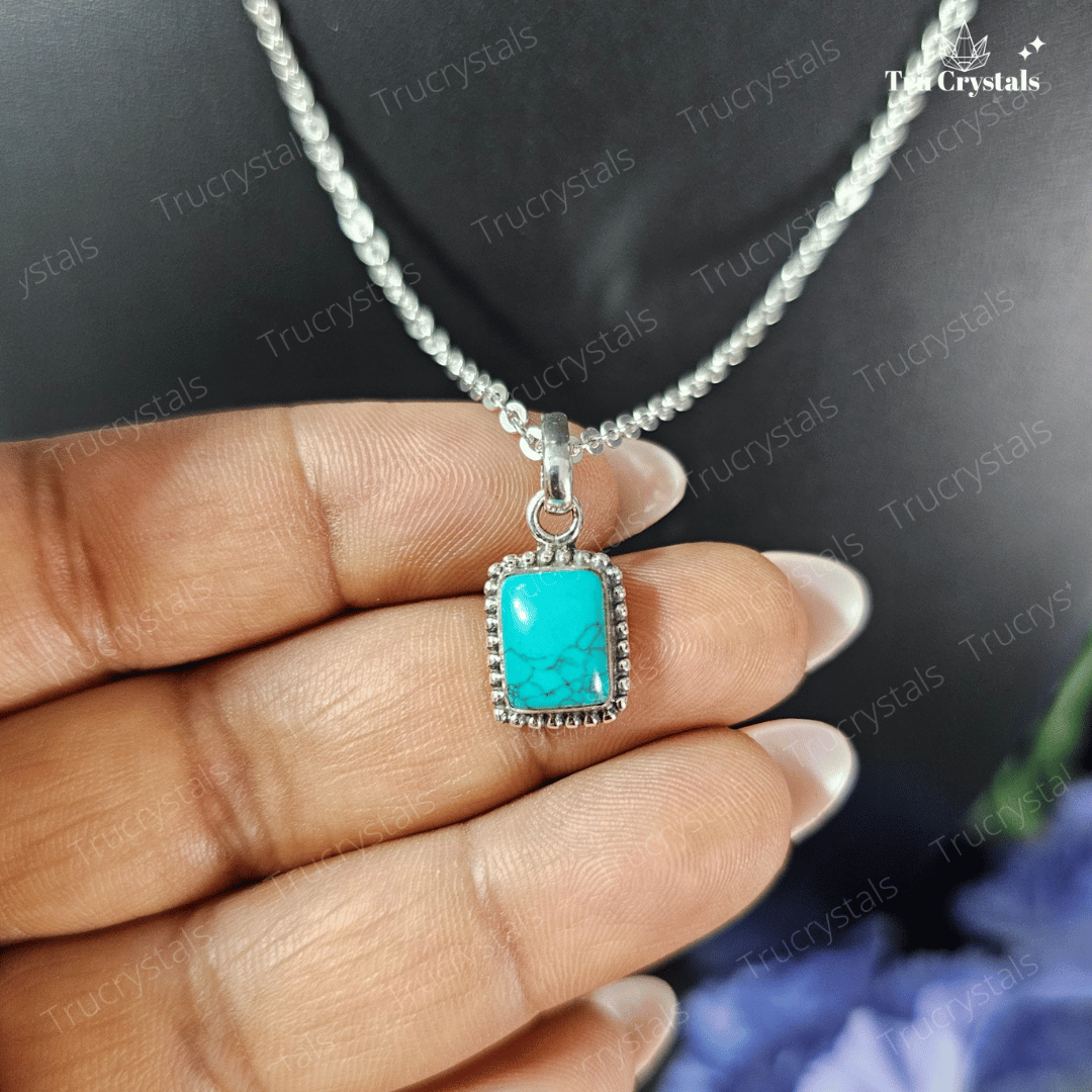 Silver Turquoise Square Pendant