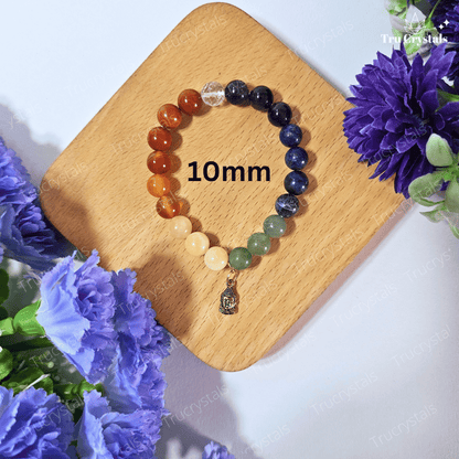 7 Chakra Bracelet with Buddha Charm :Energy Alignment for Mind, Body, and Spirit