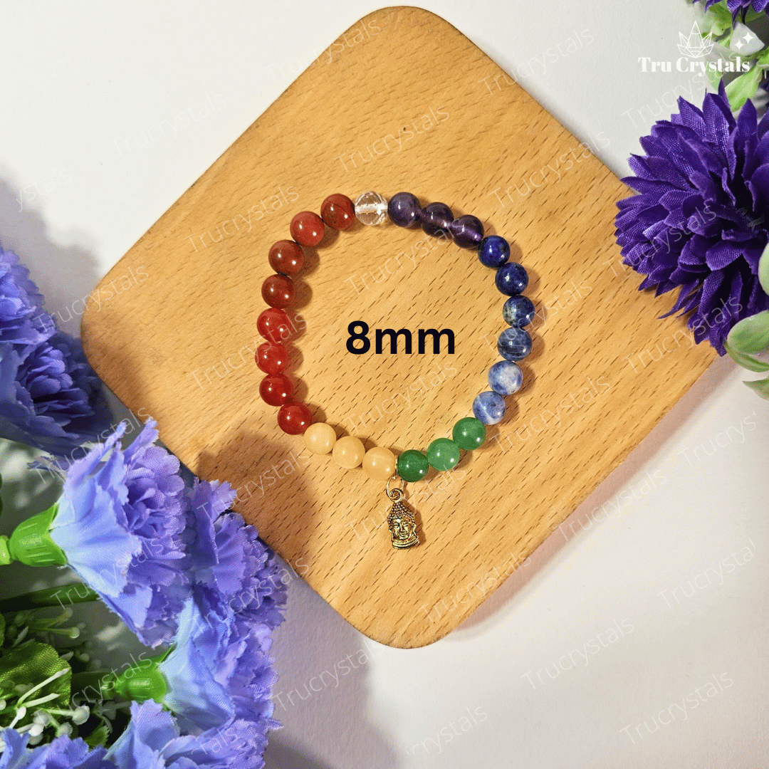 7 Chakra Bracelet with Buddha Charm :Energy Alignment for Mind, Body, and Spirit