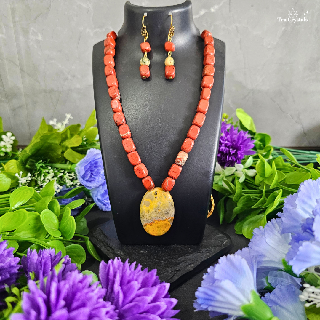 Red Jasper & Bumble bee Jasper Necklace