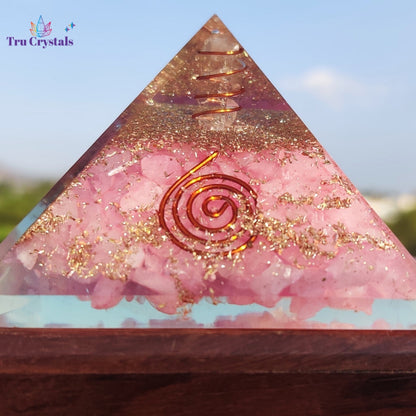 Rose Quartz Orgonite Pyramid For Universal Love