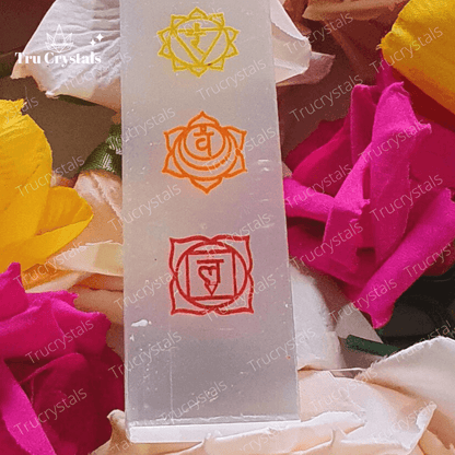 Chakra Engraved Selenite Charging Bar