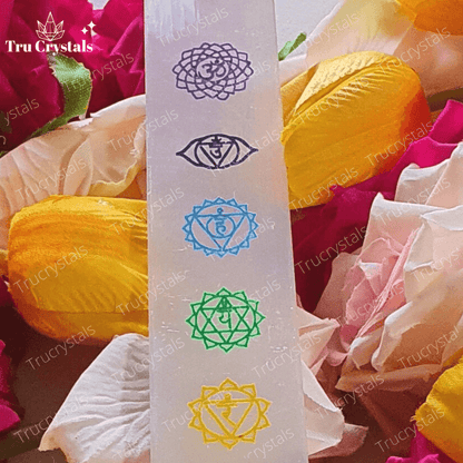 Chakra Engraved Selenite Charging Bar