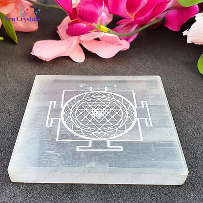 Bracelet Charging Selenite Plate- Sri Chakra (3x3inches)