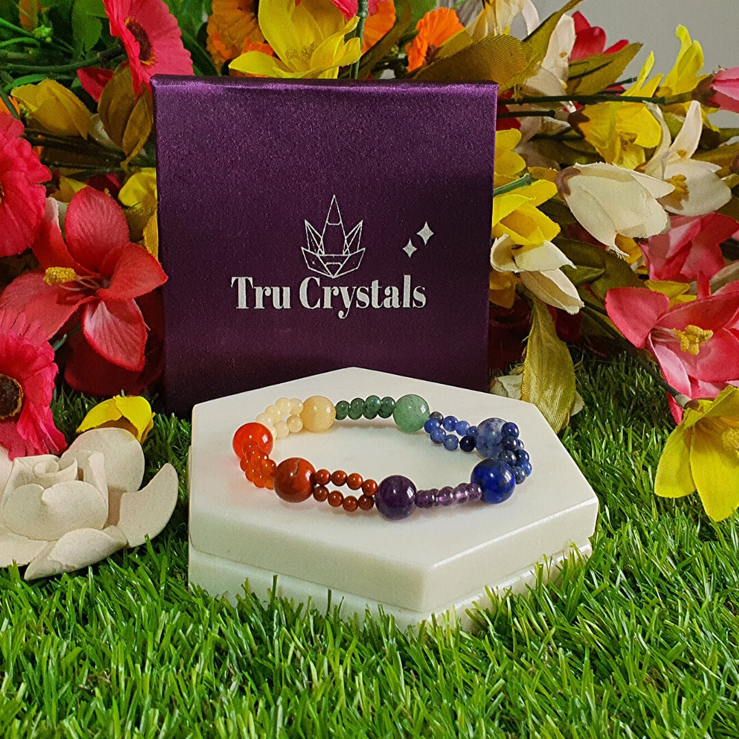 7 Chakra Natural Stone Couple Bracelet with MagSnap  Mesmerize India