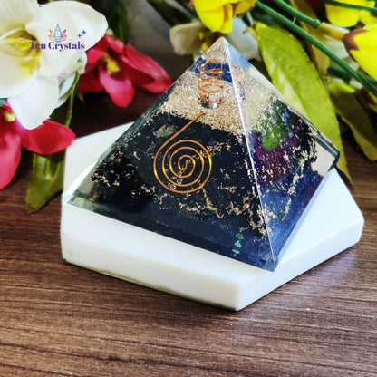 Black Tourmaline Orgonite Pyramid For Evil Eye Protection