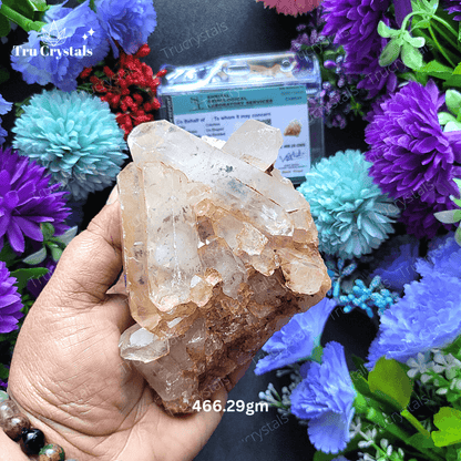 Natural Clear Quartz Cluster (Certified)- 466.29gm