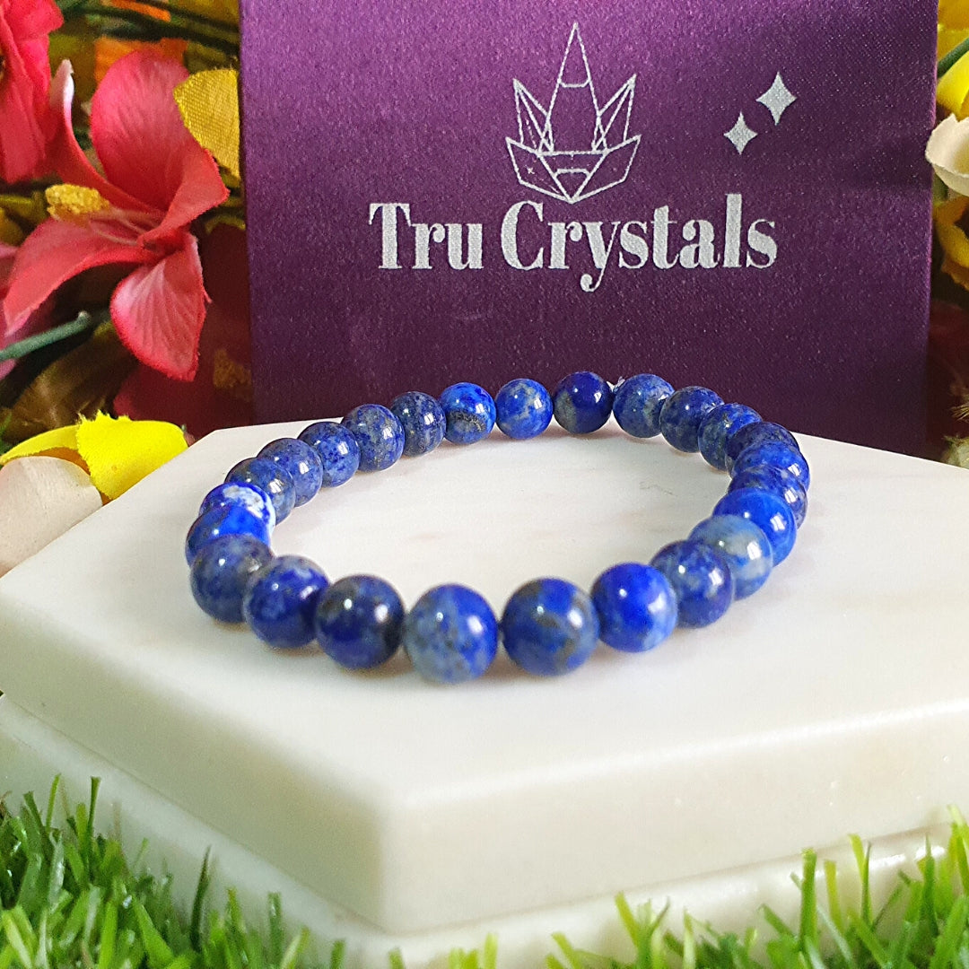 Marvelous Crystals  Lapis Lazuli Bracelet Star Quality Lapis 8mm Beads  Bracelet