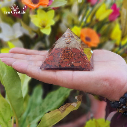 Red Jasper Orgonite Pyramid For Courage