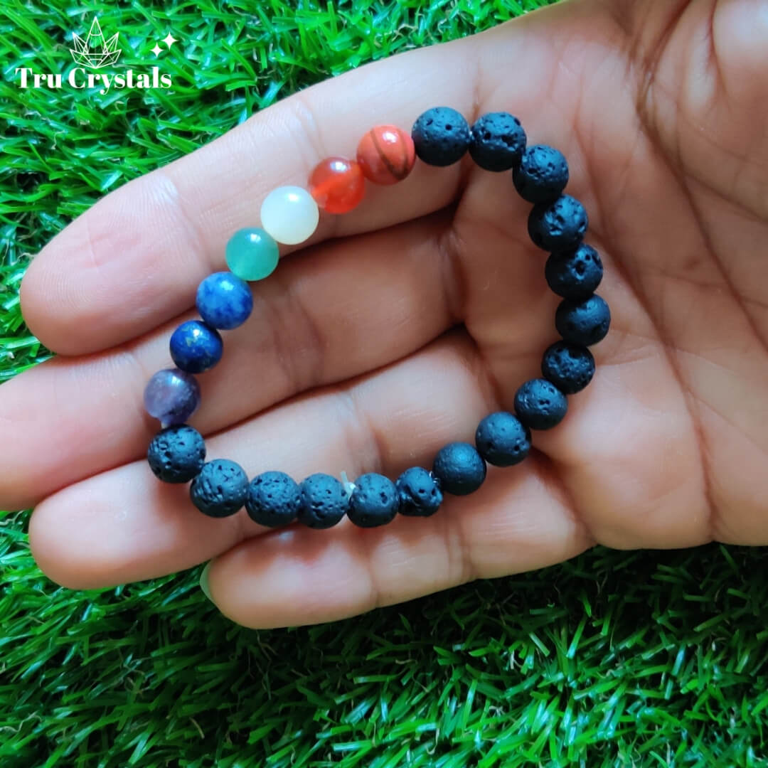 Lava stone hot sale chakra bracelet