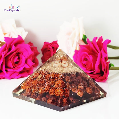 Rudraksha Orgonite Pyramid for Divine Vibrance