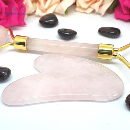 Rose Quartz Roller and Guasha set