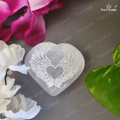 Selenite Angel Wings Heart