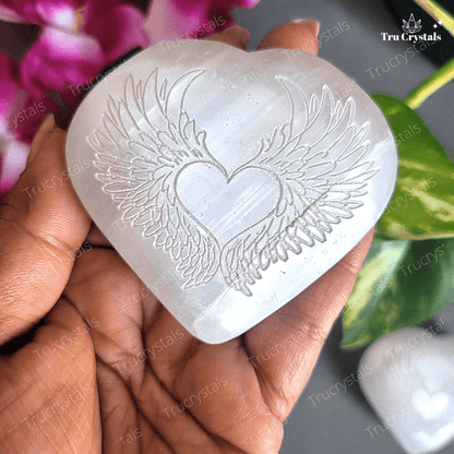 Selenite Angel Wings Heart