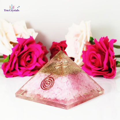 Rose Quartz Orgonite Pyramid For Universal Love